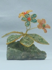Drei Blumen (± 7 cm) mit Türkis, Karneol und Jaspis